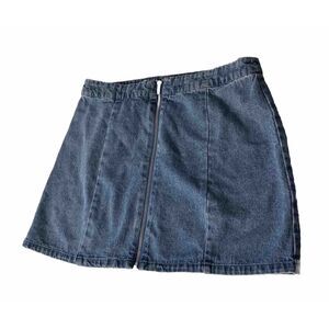 Forever‎ 21 Juniors Skirt Large Zipper Front Denim Jean Blue